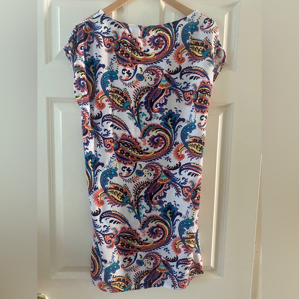 Paisley Print Mini Summer Beach Dress Size M 100% Cotton Multicolor So cute 🥰